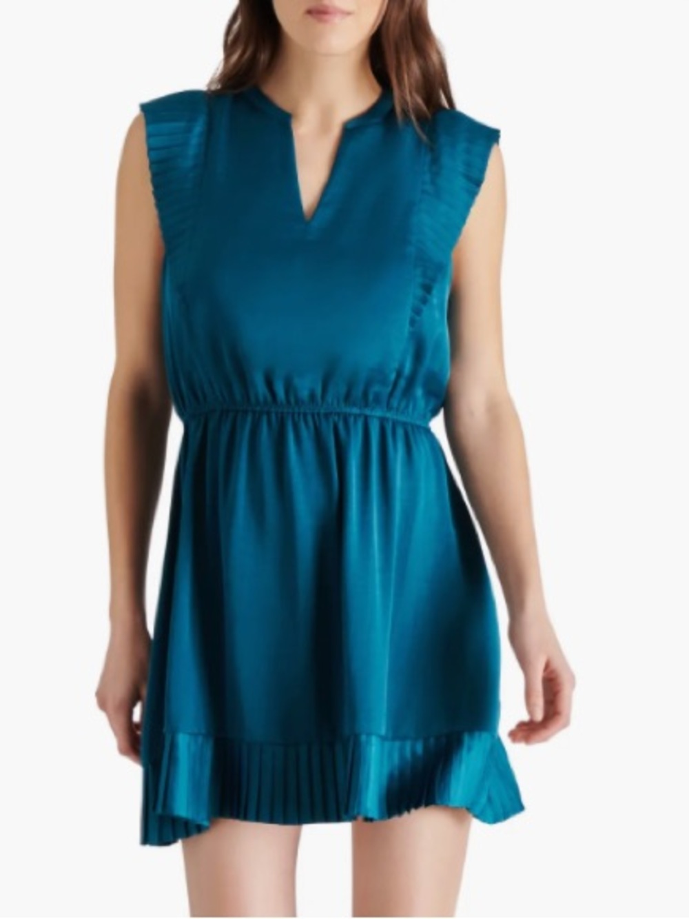 Steve Madden Teal Pleated Midi Dress